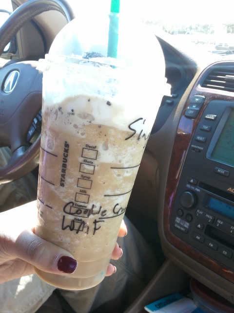 White chocolate mocha with cookie crumble frappuccino